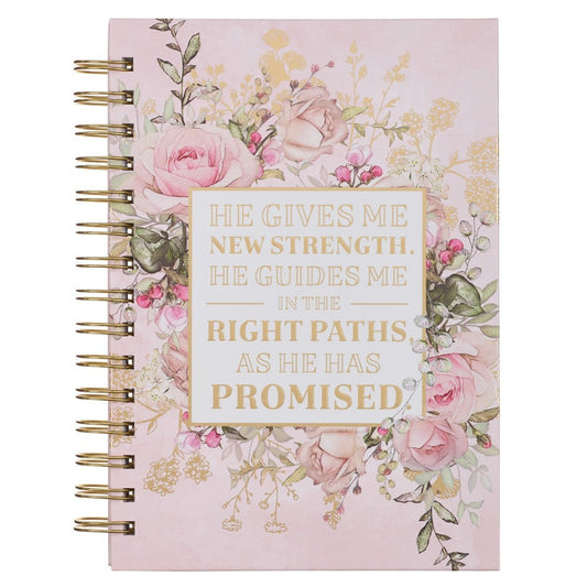 He Gives Me New Strength Large Wirebound Journal - Re-vived