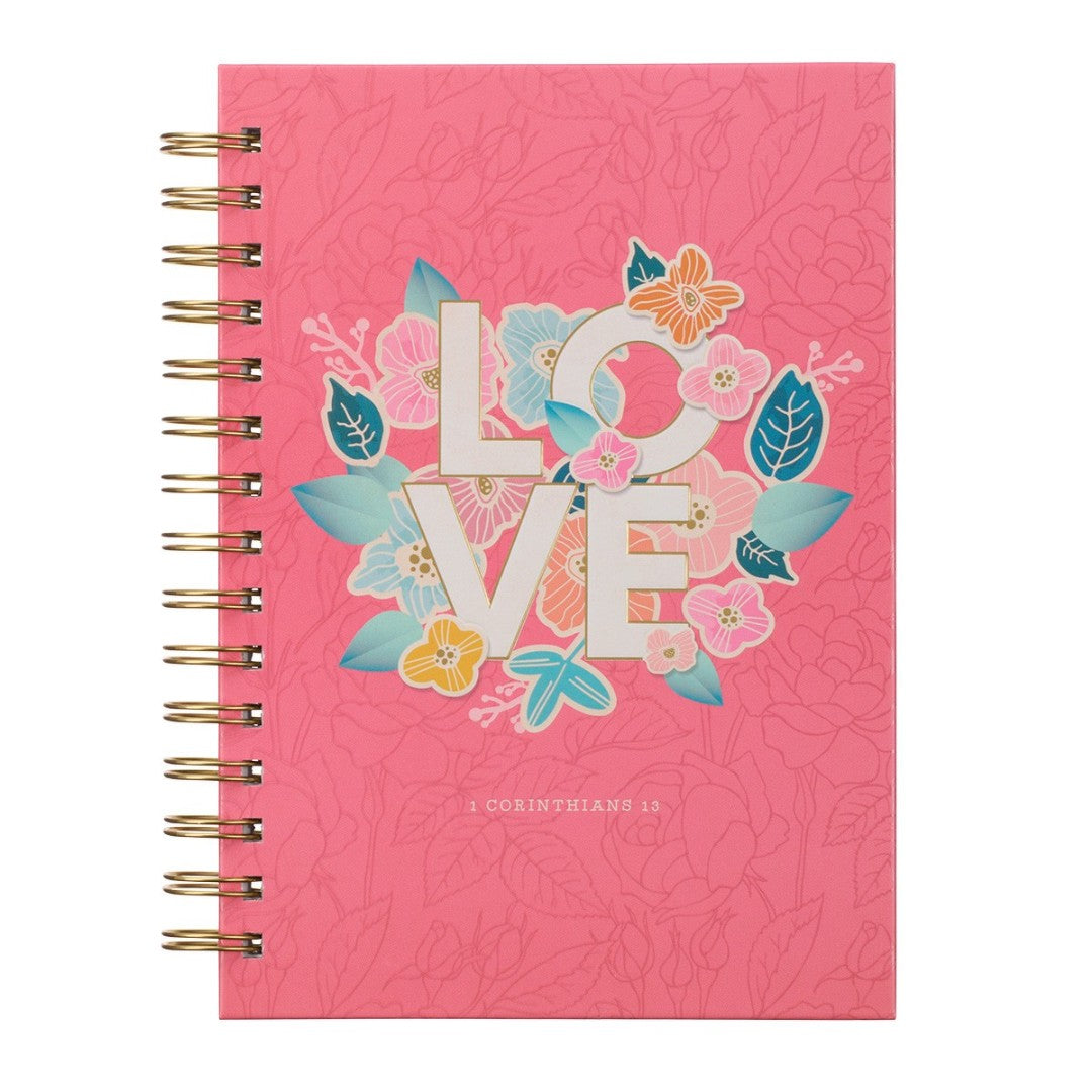 Love Pink Floral Large Wirebound Journal - Re-vived