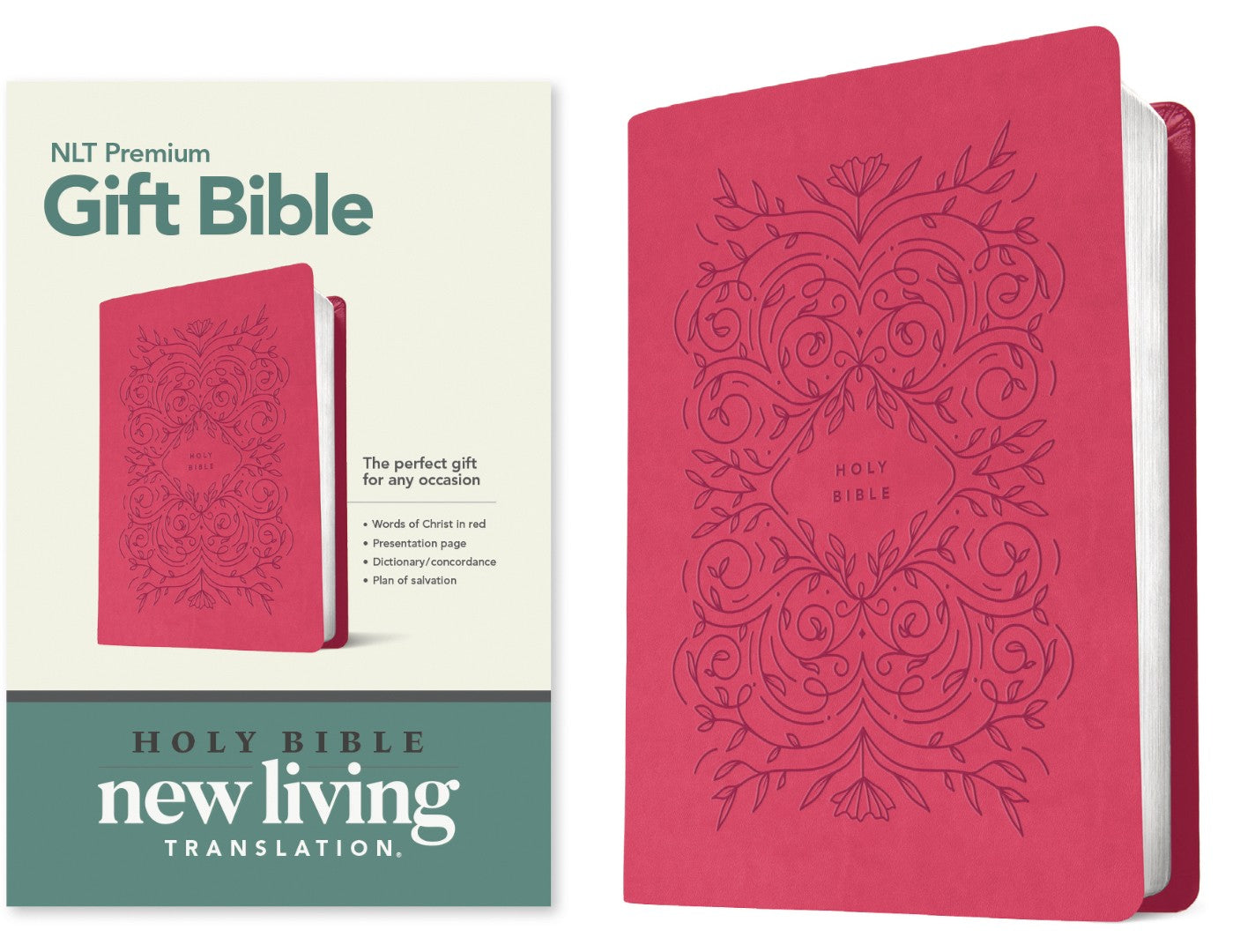 NLT Premium Gift Bible, Red Letter, LeatherLike, Very Berry - Re-vived