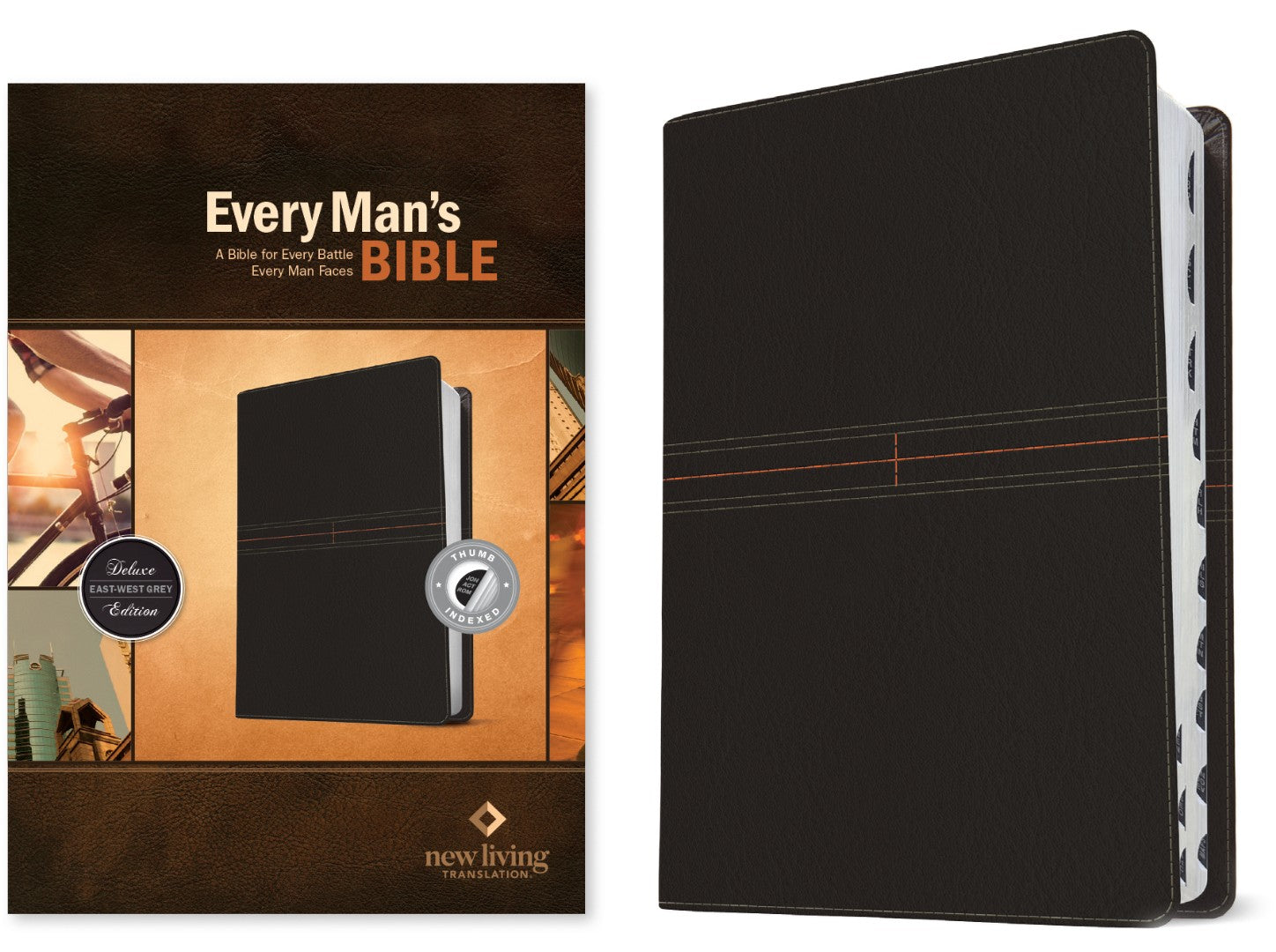 NLT Every Man's Bible, LeatherLike, East–West Grey, Indexed - Re-vived