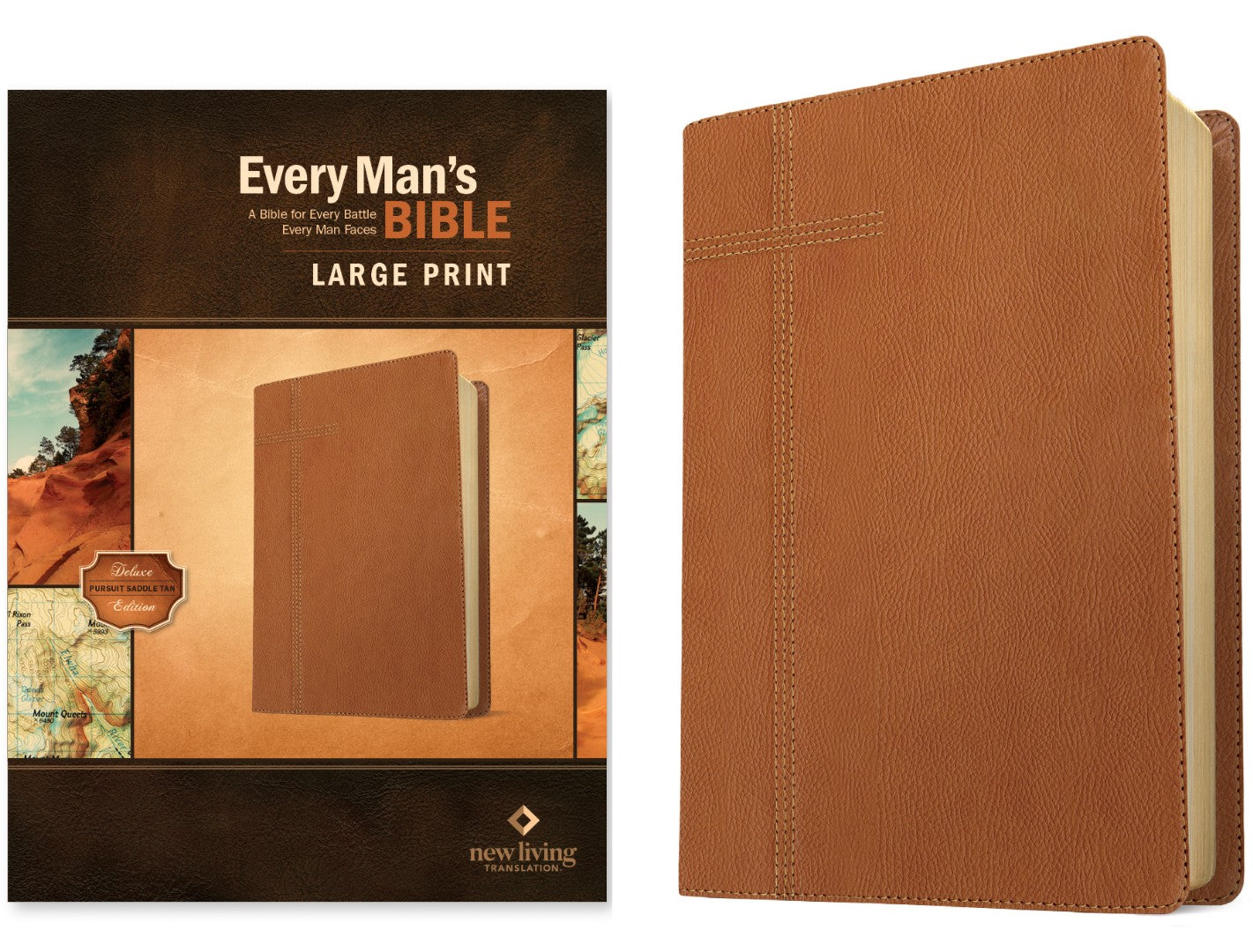 NLT Every Man's Bible, Large Print, Pursuit Saddle Tan - Re-vived