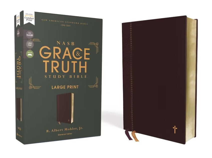 NASB Grace and Truth Study Bible, Large Print, Maroon - Re-vived