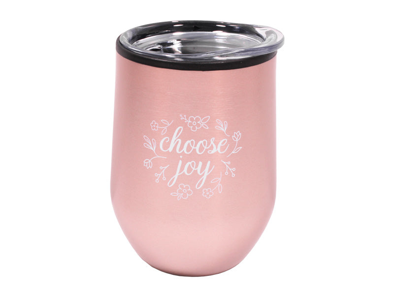 Mug Tumbler Stainless Steel Choose Joy Rose Gold 12Oz - Re-vived