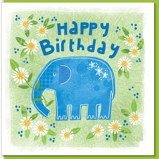 Birthday Elephant & Daisies Greeting Card - Re-vived
