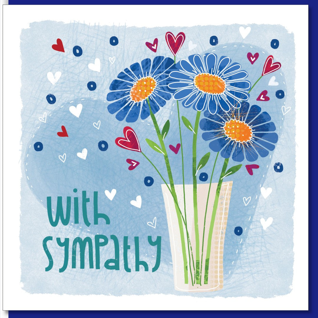 Sympathy Flowers & Hearts Greetings Card - Re-vived