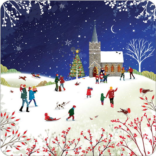 Church at Christmas Cork Coaster - Re-vived