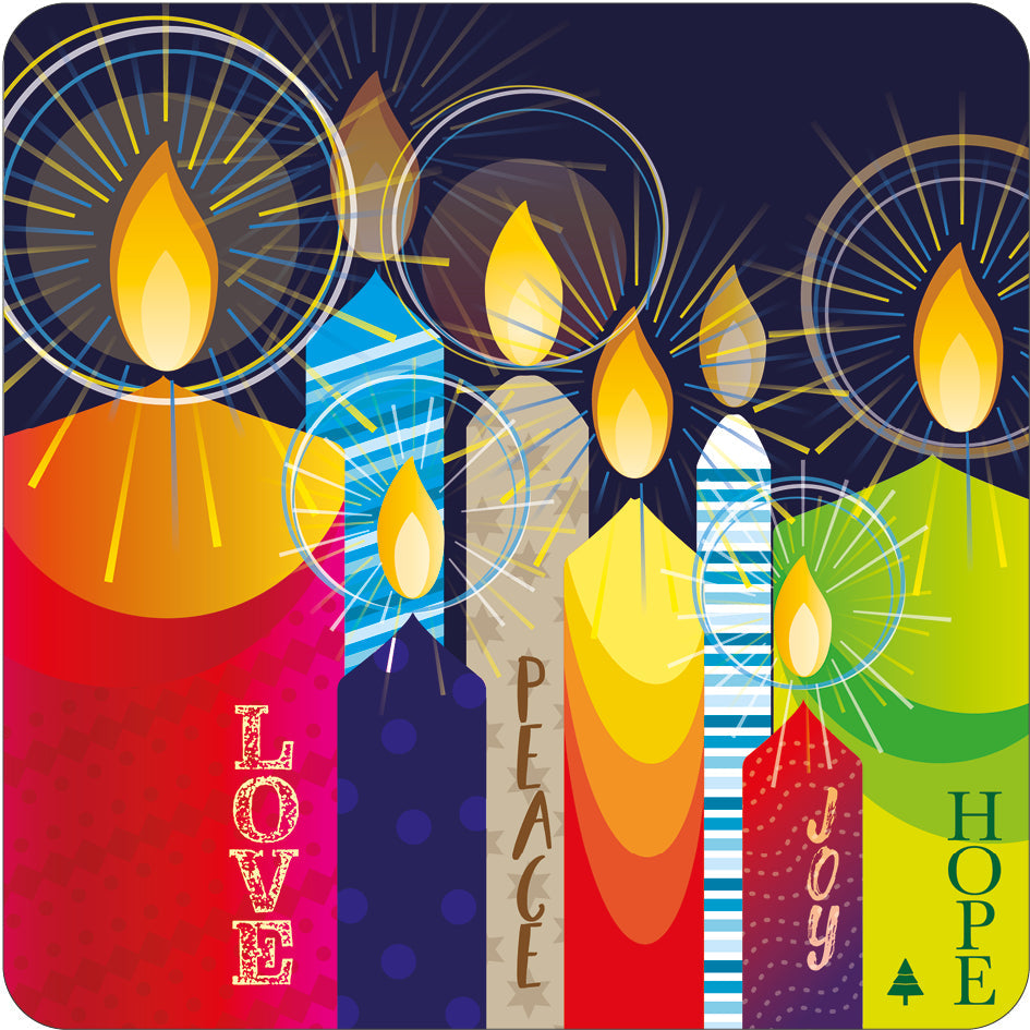 Candles Cork Christmas Coaster - Re-vived