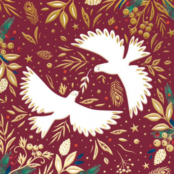 Christmas Cards: Peace Doves & Foil (Pack of 4) - Re-vived
