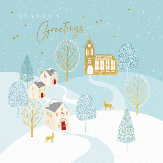 Christmas Cards: Winter Church Scene (Pack of 4) - Re-vived