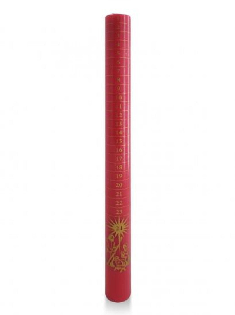 Numbered Advent Candle 12"x7/8" Red/Nativity (Individual) - Re-vived