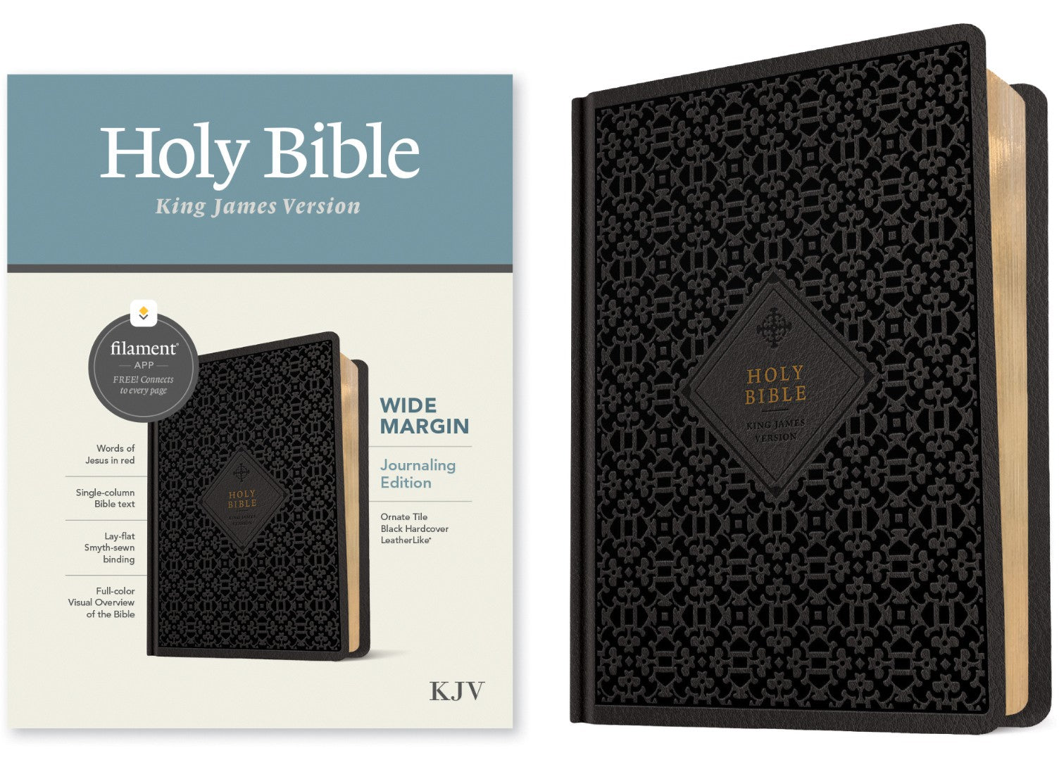 KJV Wide Margin Bible, Filament Enabled Edition, Black Tile - Re-vived
