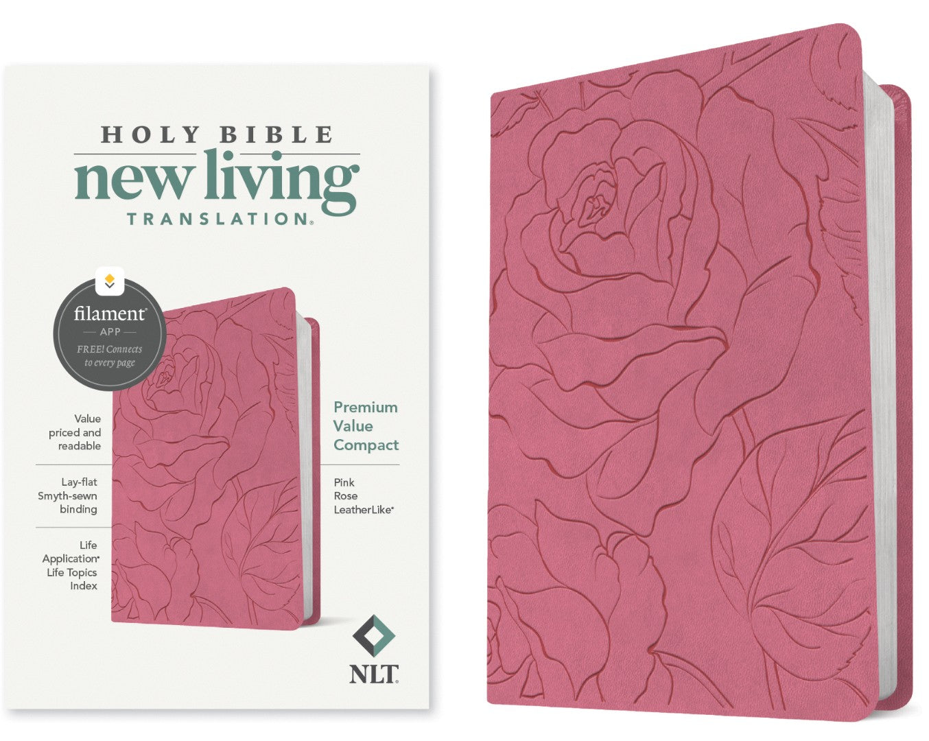 NLT Premium Value Compact Bible, Filament Edition, Pink - Re-vived
