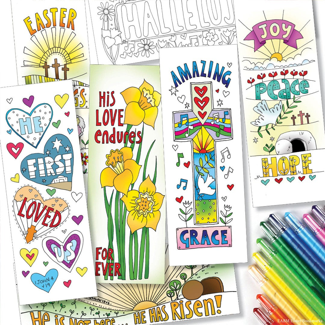 10 Easter Colouring Bookmarks - Re-vived