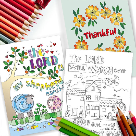 10 Psalms Colouring Postcards - Re-vived