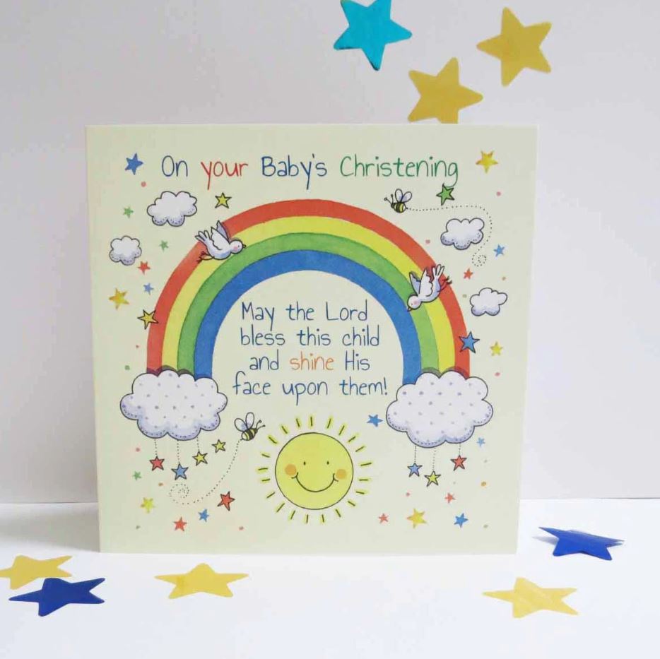 Rainbow Christening Card - Re-vived