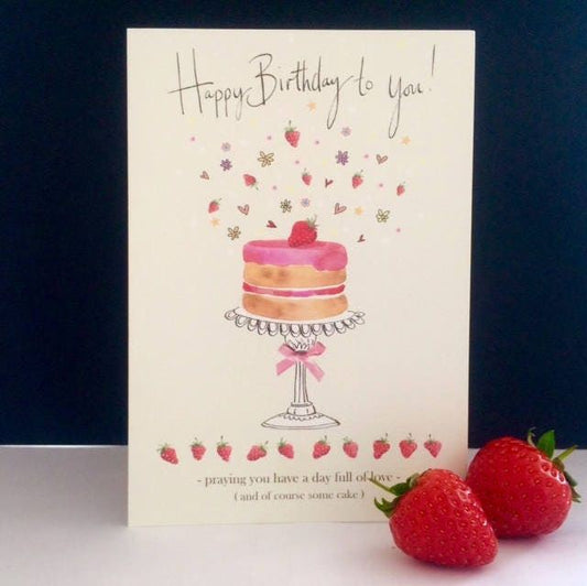 Strawberry Cake Birthday Card - Re-vived