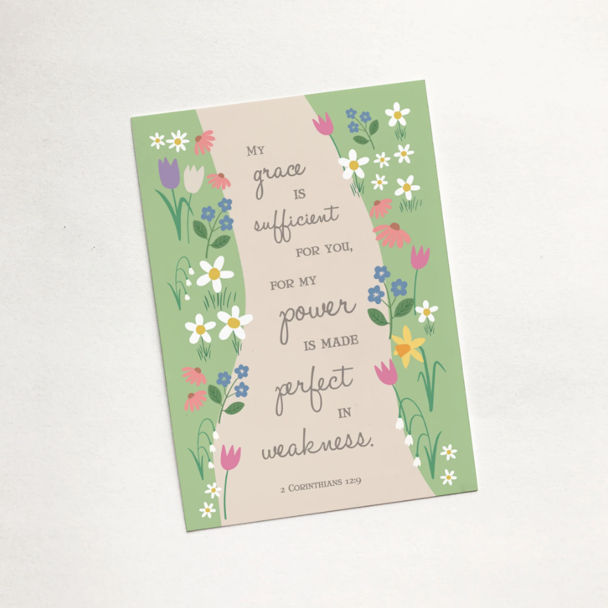 My Grace is Sufficient (Garden) - Christian Mini Card - Re-vived