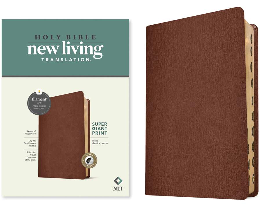 NLT Super Giant Print Bible Filament Edition, Brown, Indexed - Re-vived