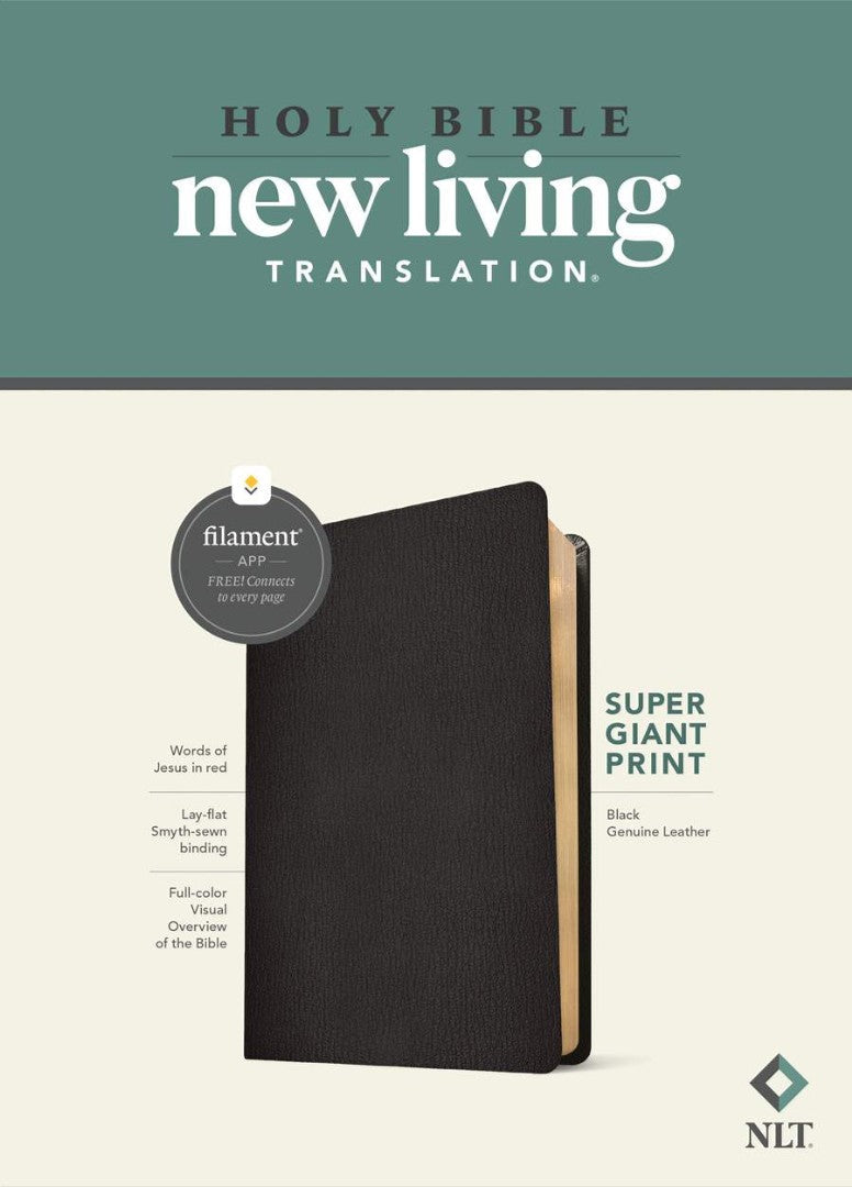 NLT Super Giant Print Bible, Filament Edition, Black - Re-vived