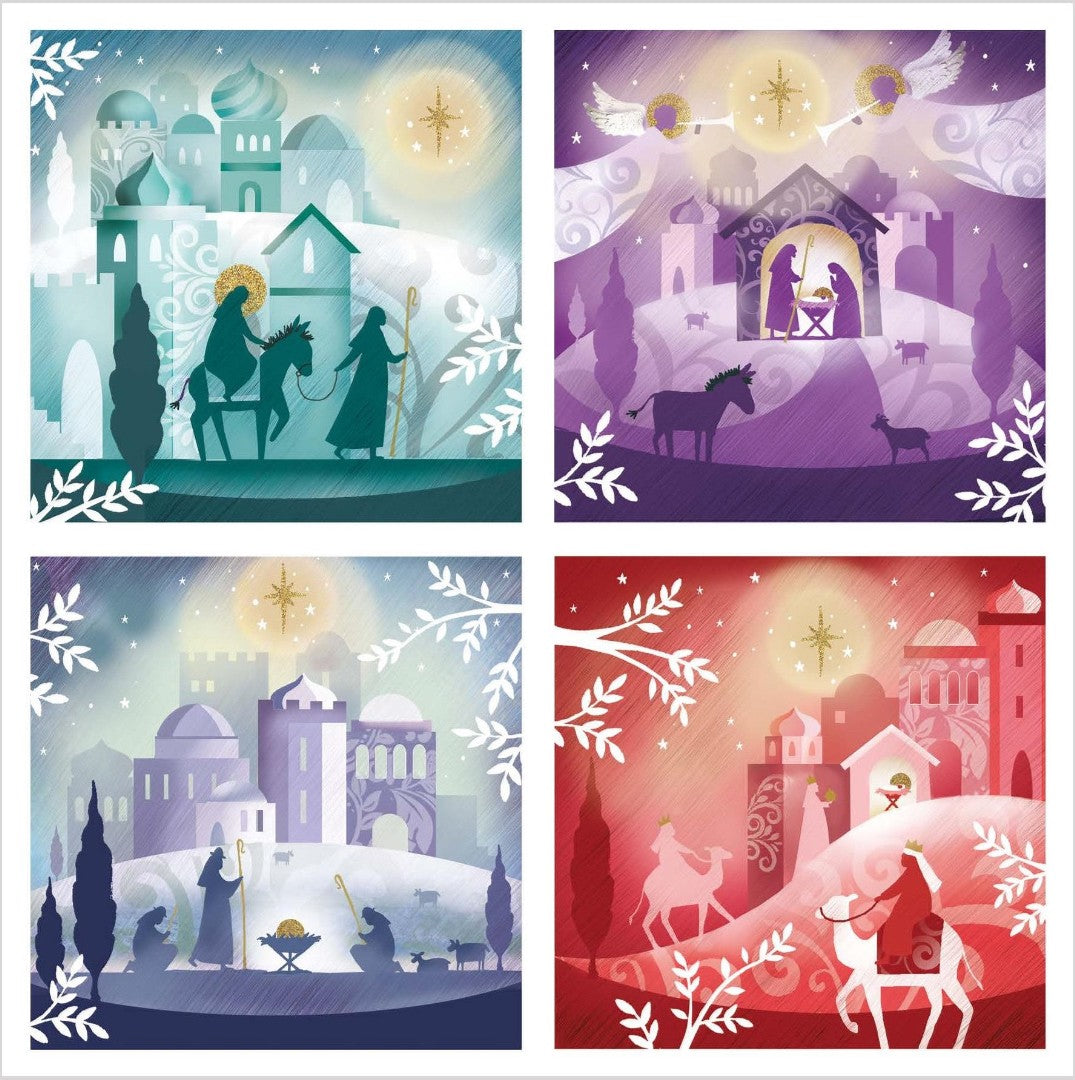 Four Picture Nativity Christmas Cards (pack of 10) - Re-vived