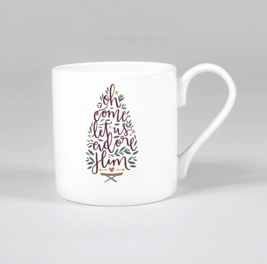 O Come Let Us Adore Him Christmas Mug - Re-vived