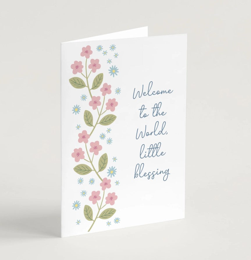 Welcome To The World Little Blessing New Baby Card - Re-vived