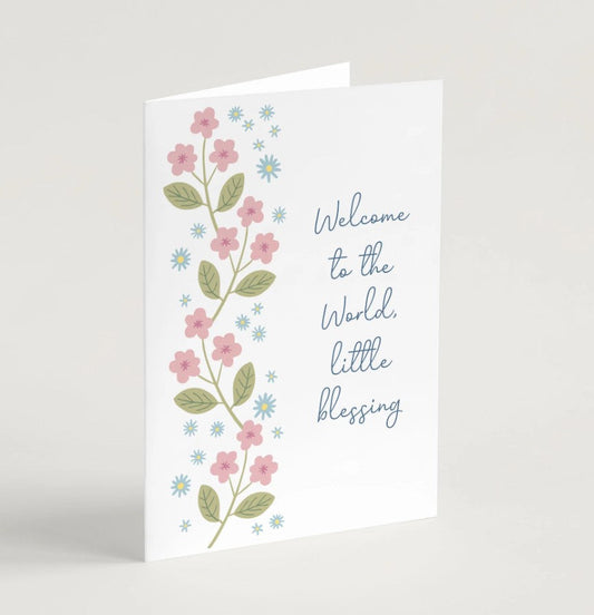 Welcome To The World Little Blessing New Baby Card - Re-vived
