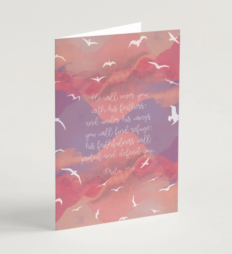 Under His Wings Encouragement Card & Envelope - Re-vived
