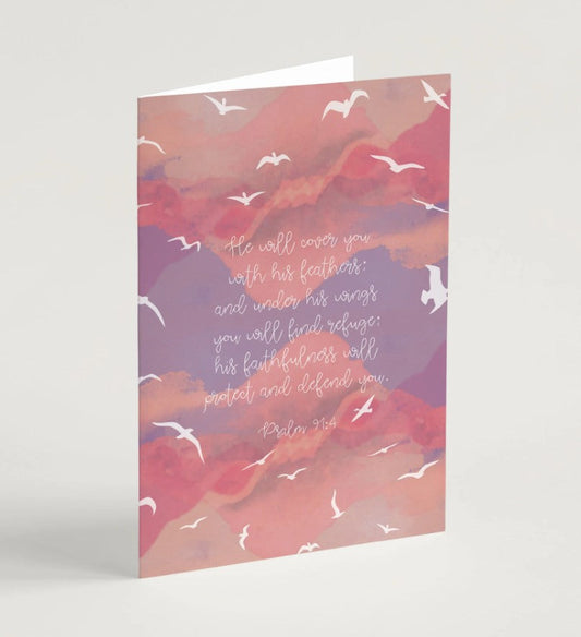 Under His Wings Encouragement Card & Envelope - Re-vived