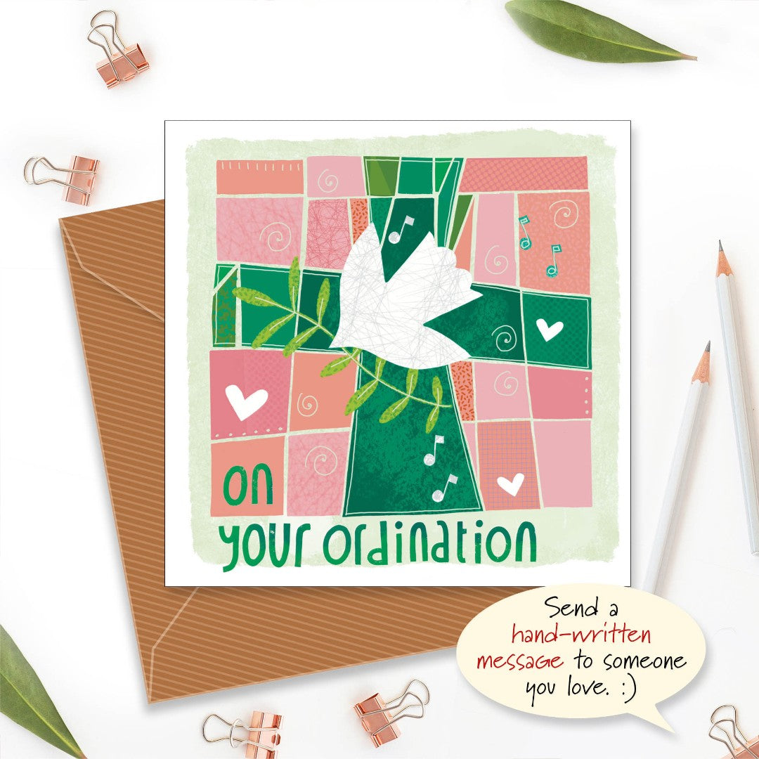 Ordination Green Cross Greetings Card - Re-vived