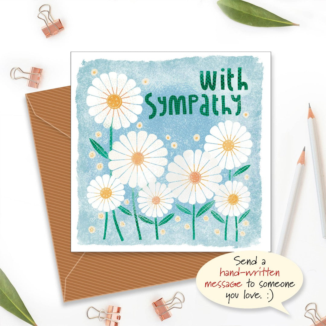 With Sympathy Daisies Greetings Card - Re-vived