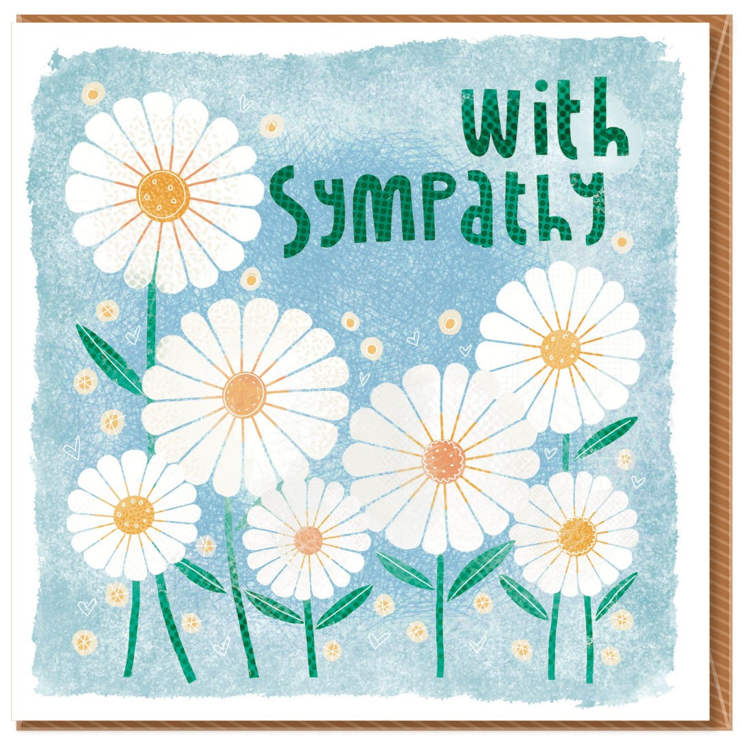 With Sympathy Daisies Greetings Card - Re-vived
