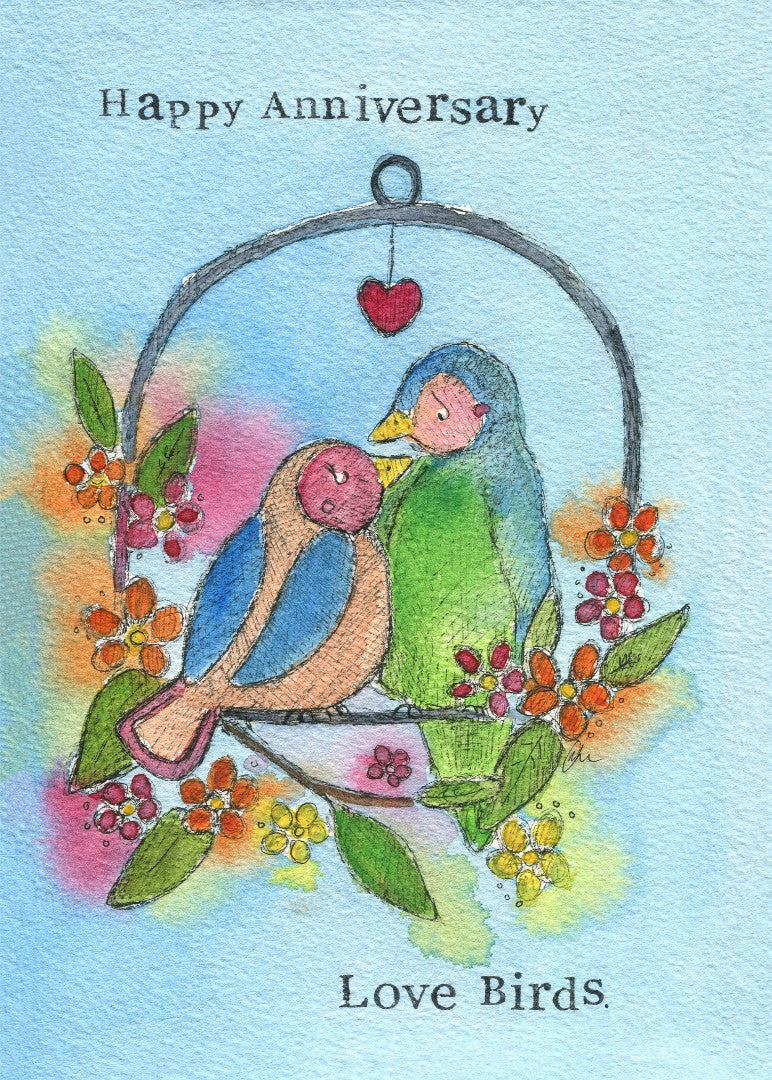 Anniversary Card Love Birds Single Card - Re-vived
