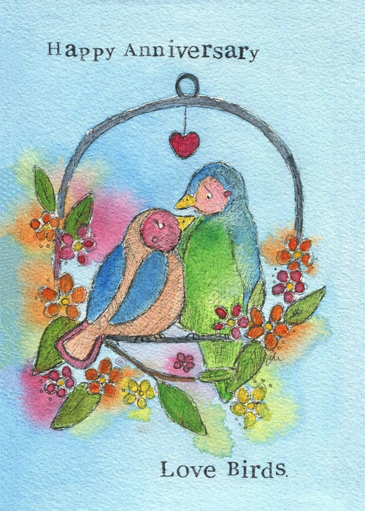 Anniversary Card Love Birds Single Card - Re-vived