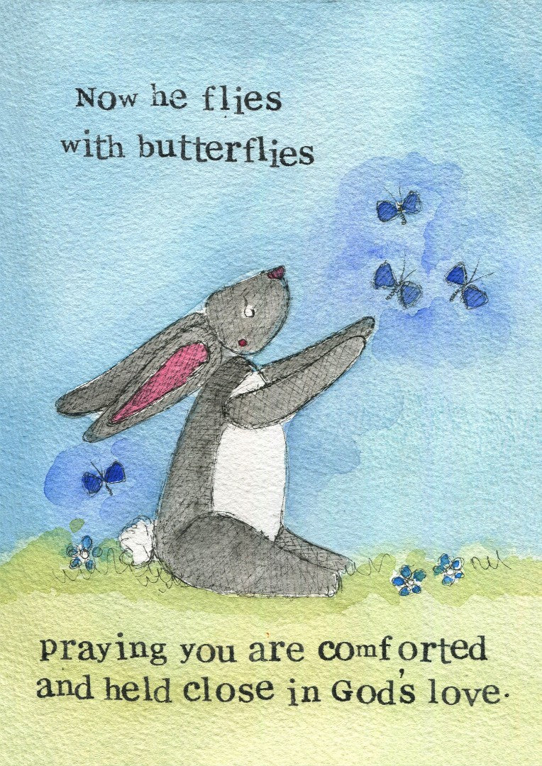Sympathy Card Now He Flies Single Card - Re-vived