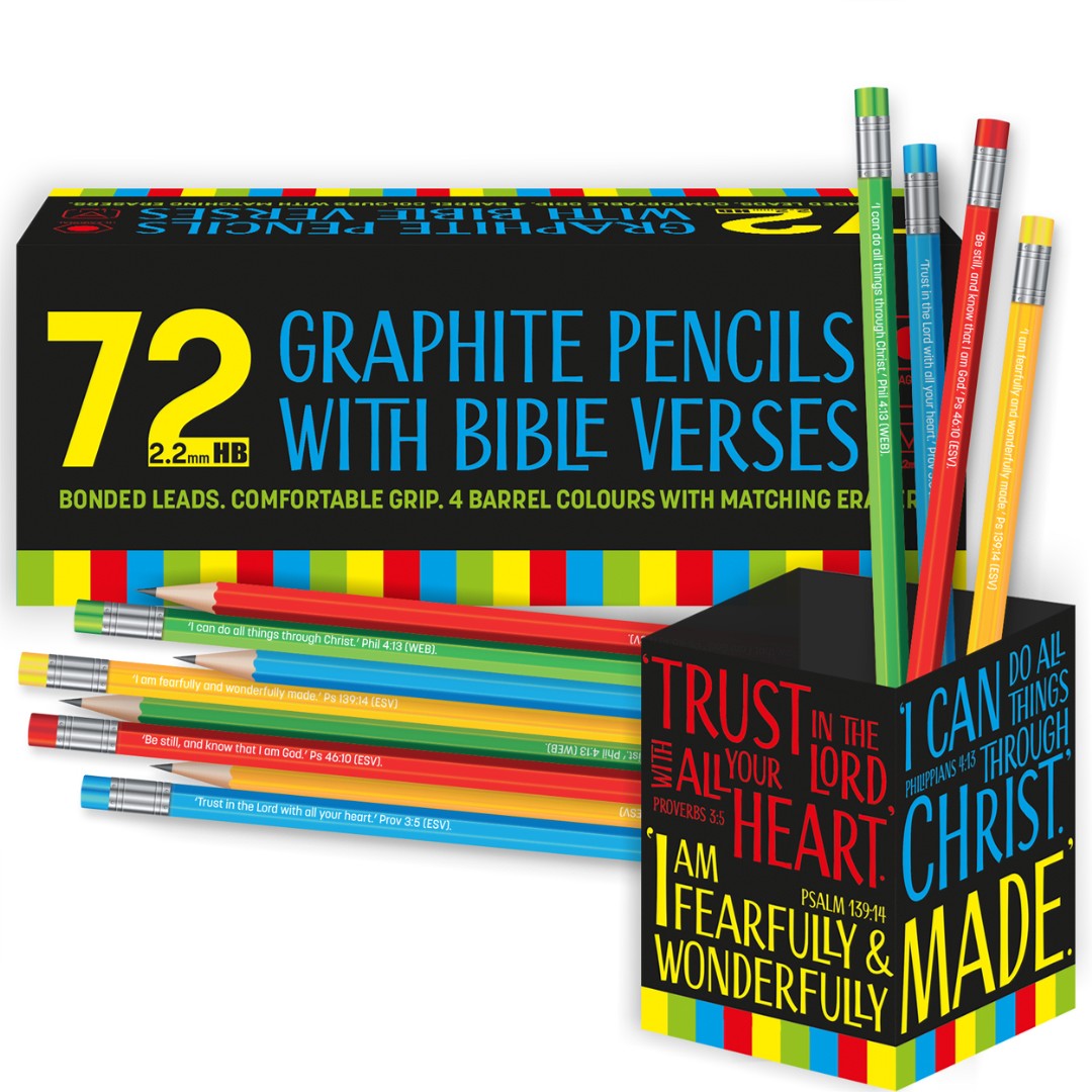 72 Graphite Pencils With Bible Verses - Re-vived