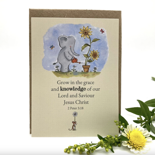Grow In the Grace Elephant Prayer Card - Re-vived