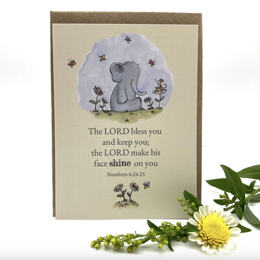 The Lord Bless You Elephant Prayer Card - Re-vived