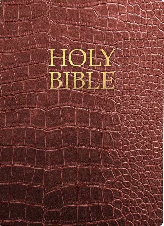 KJVER Holy Bible, Large Print, Walnut Alligator Leather - Re-vived