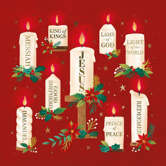 Compassion Charity Christmas Cards: Names/Candles (10pk) - Re-vived