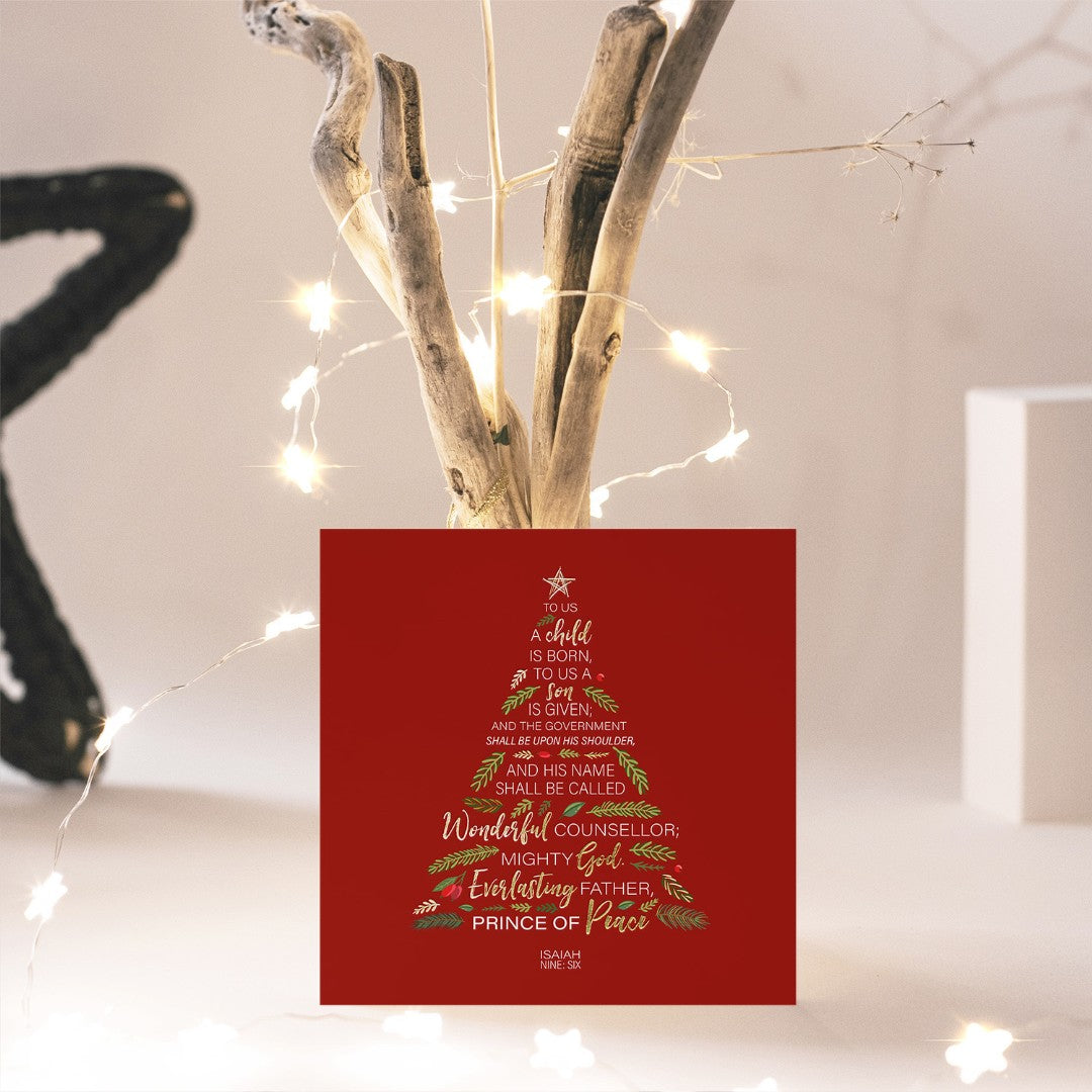 Compassion Charity Christmas Cards: Isaiah 9:6/Tree (10pk) - Re-vived