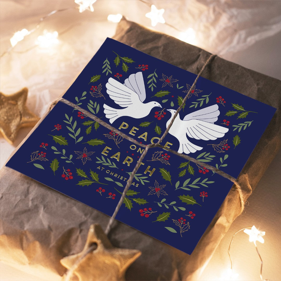 Compassion Charity Christmas Cards: Peace Doves (Pack Of 10) - Re-vived