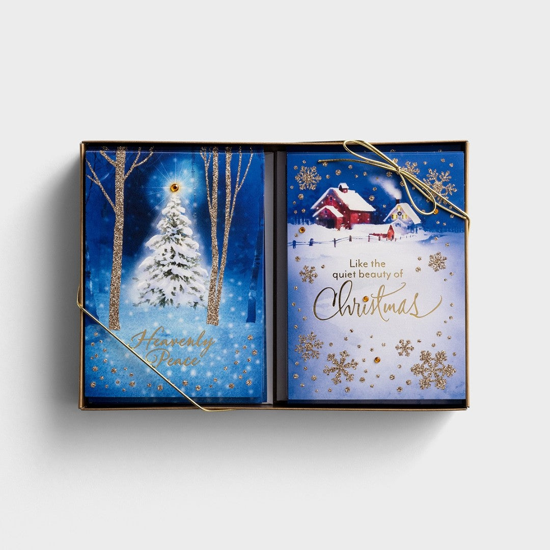 Christmas Boxed Cards: Snowy Scenes - Peace And Love - 2 Designs - Re-vived