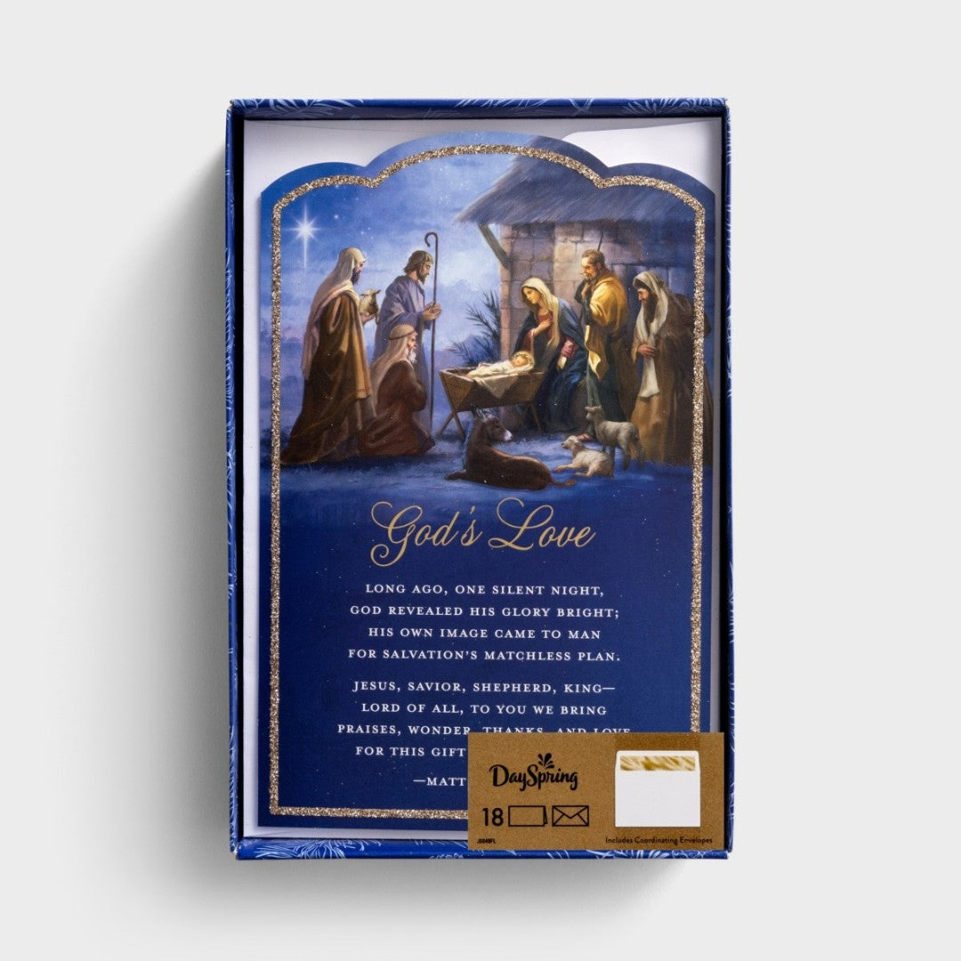 Christmas Boxed Cards: God's Love Nativity (Pack Of 18) - Re-vived