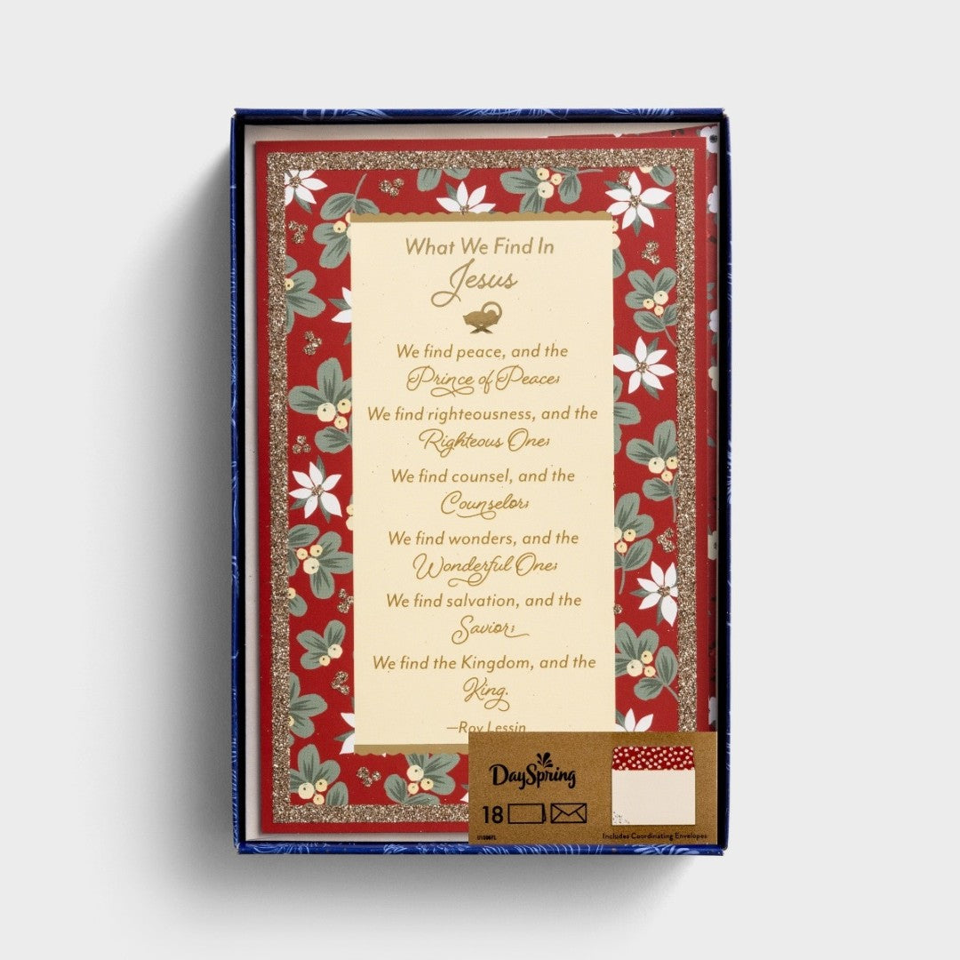 Christmas Boxed Cards: What We Find In Jesus (Pack Of 18) - Re-vived