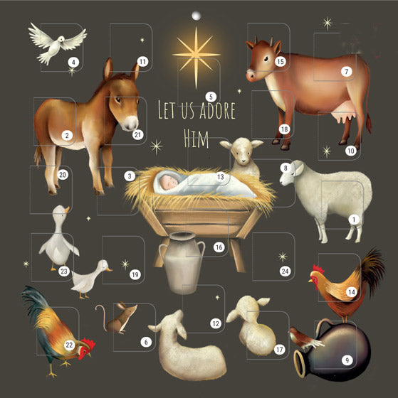Advent Calendar Square Card: Manger/Animals - Re-vived