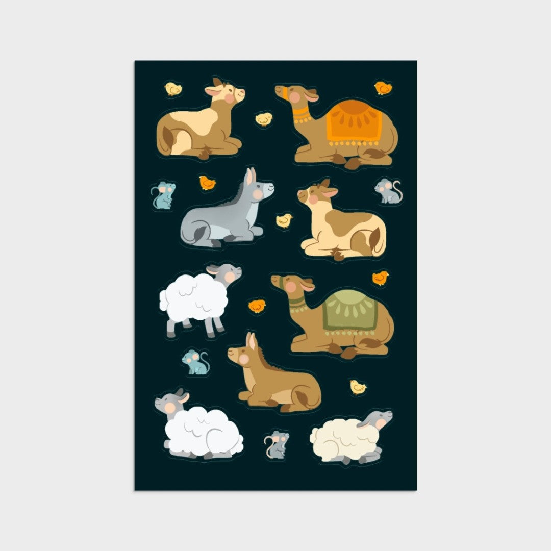 Nativity Sticker Christmas Cards, 8 Christmas Sticker Sheets - Re-vived