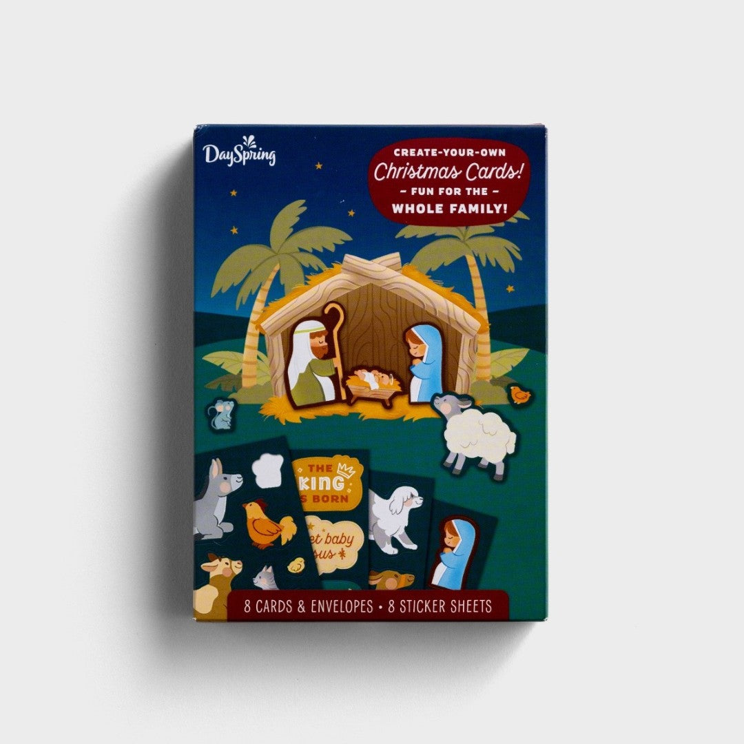 Nativity Sticker Christmas Cards, 8 Christmas Sticker Sheets - Re-vived
