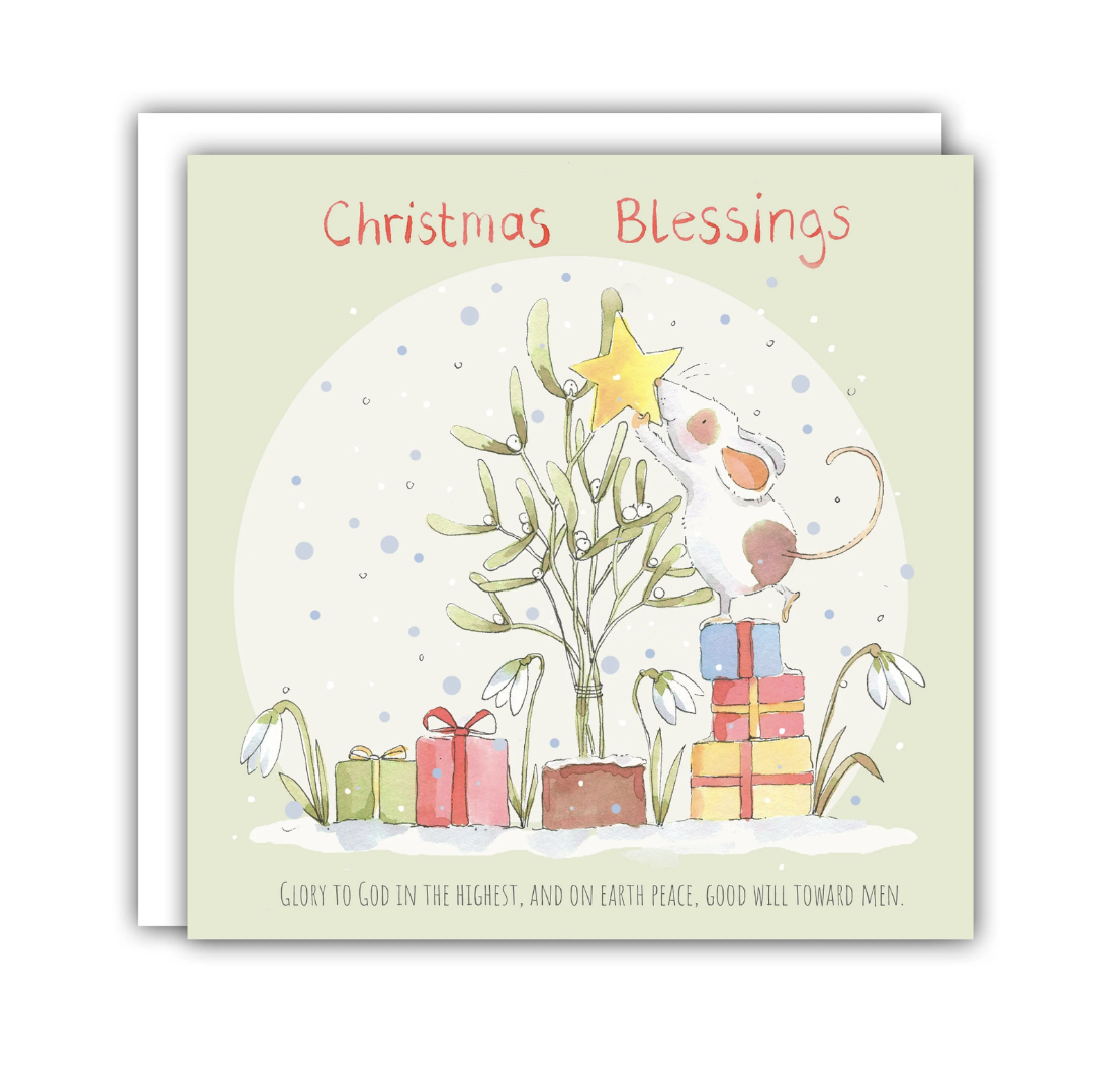 Mistletoe Mouse (Blank Inside) Christmas Cards (Pack of 5) - Re-vived