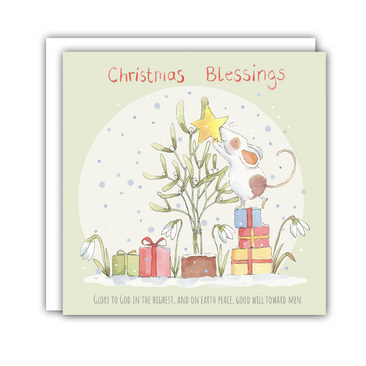 Mistletoe Mouse (Blank Inside) Christmas Cards (Pack of 5) - Re-vived